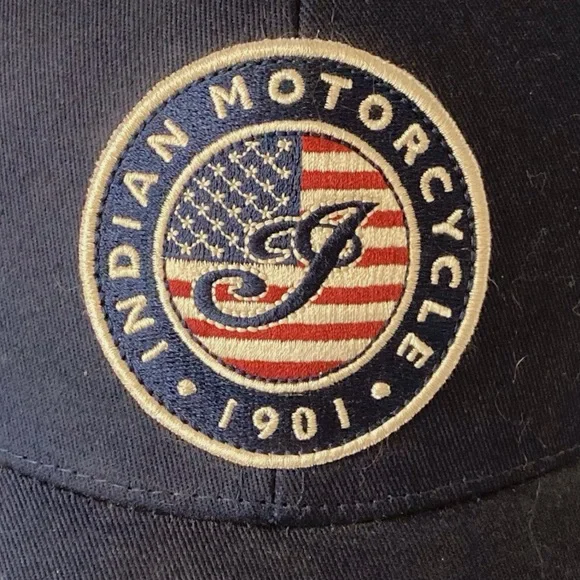 Indian Motorcycles 1901 US Flag Logo, Navy Blue Baseball Hat, Strap Back - Picture 2 of 11
